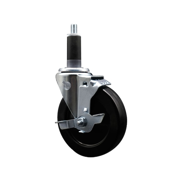 5'' SS Hard Rubber Swivel 1-1/8'' Expanding Stem Caster with Brake
